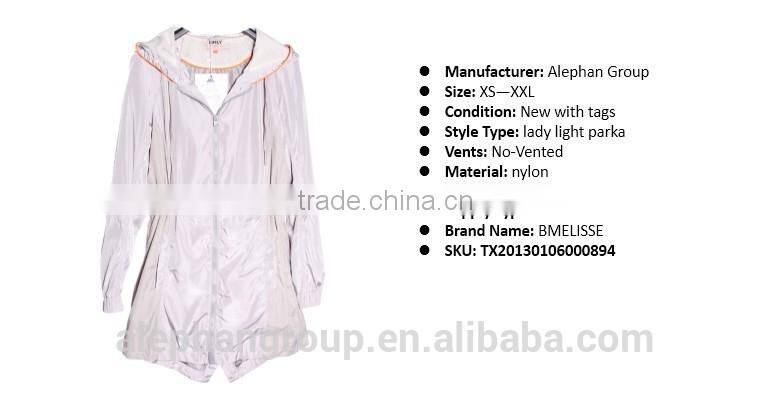 2014 2014 light weight parka woman custom made jacket white pure color jacket lady