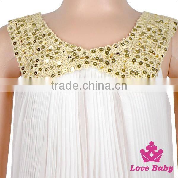 48BQA131 Lovebaby Yiwu Wholesale Baby Clothes Sequin Collar With Red Ruffle Chiffon Girls Frock Designs