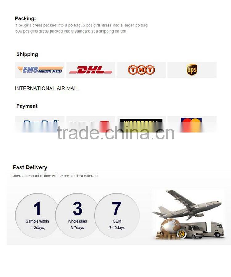 2017 new style lovely pink girl cotton dress scooping wave dress