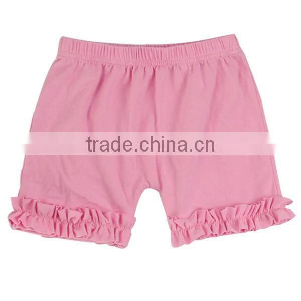 2017 wholesale pure color pink shorts ruffle icing shorts baby boutique wholesale
