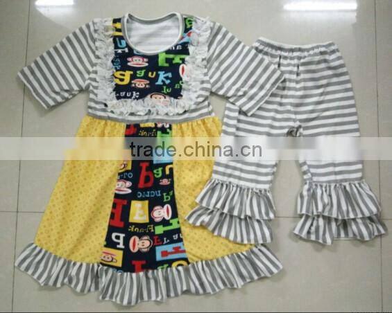 2016 hot sales Fabric flowers Hight Quality girls boutique clothing wholesales Cotton Bodysuit Birthday Romper for Baby Girls