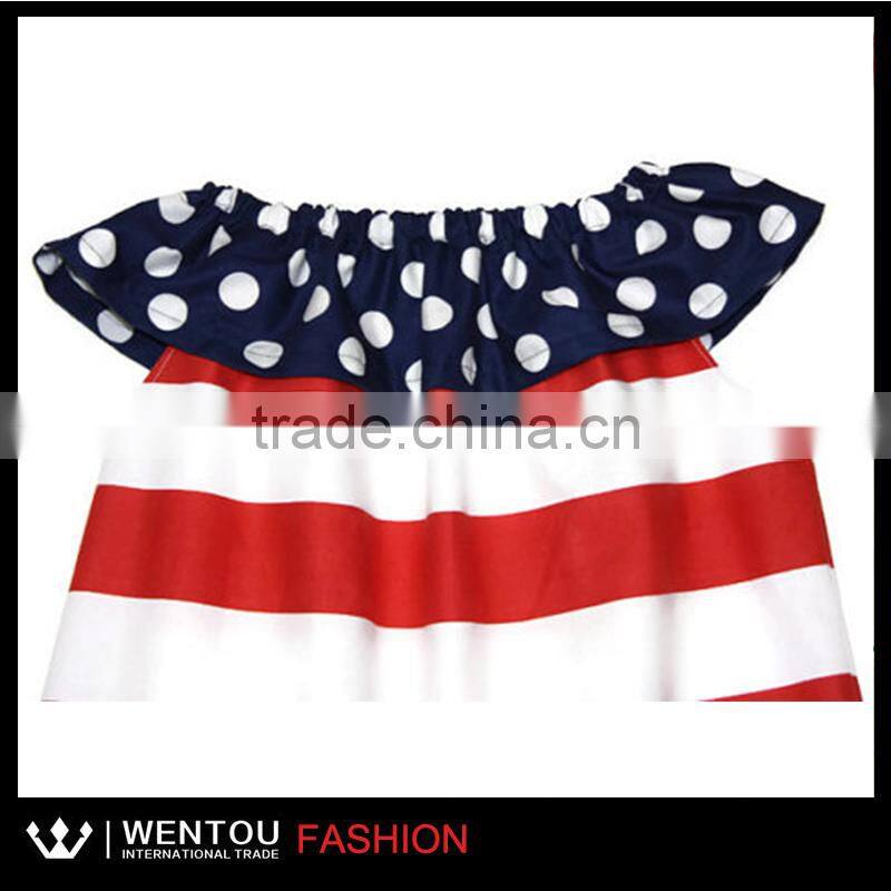 Navy Blue Ivory Taffeta Stripe Girl dress