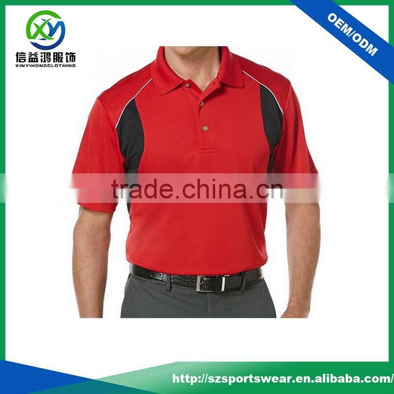 Red color hot selling performance dry fit material polo shirts with contrast color