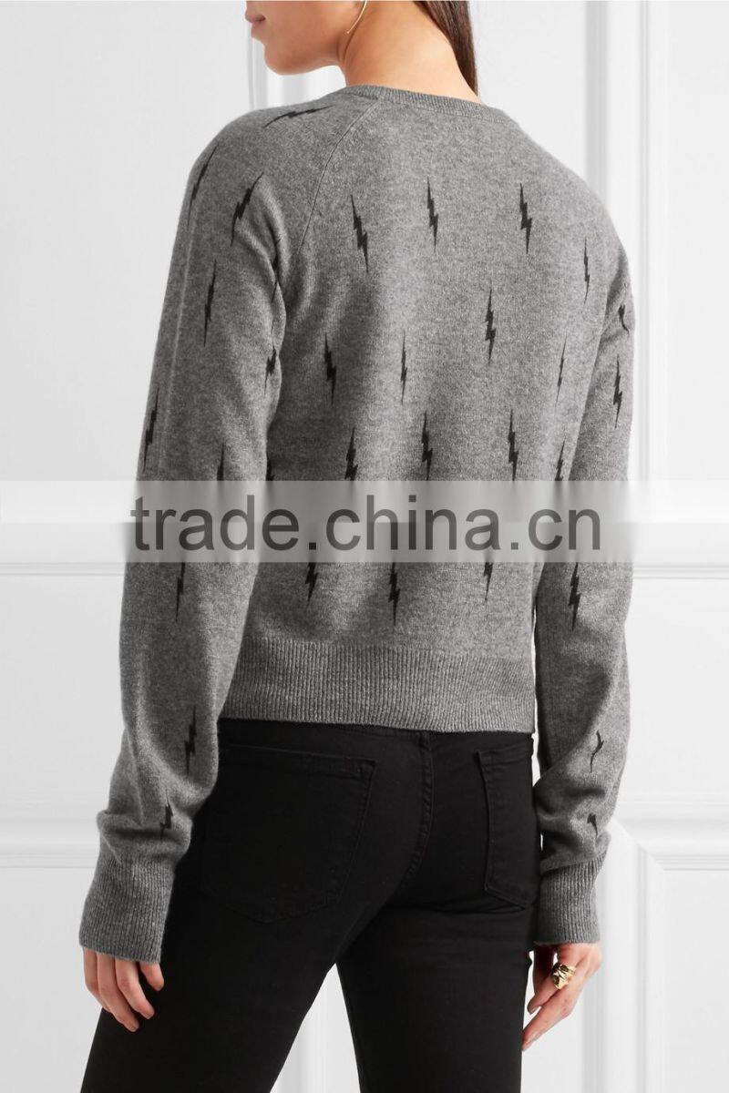 2017 fashion ladies wholesale custom knit shrug cashmere cardigan sweater woman Crew Neck