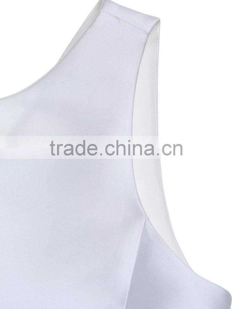 Ladies white combined prom fake two-piece dress