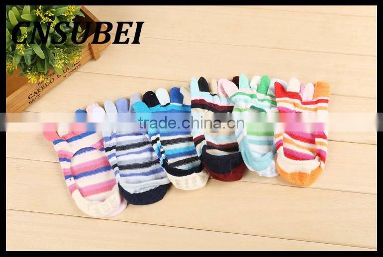 Japanese cotton striped socks shallow mouth invisible socks toe socks