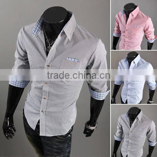 Yiwu factory directly supply hot sale 2016 slim fit long sleeve three colors turkish cotton shirt for men