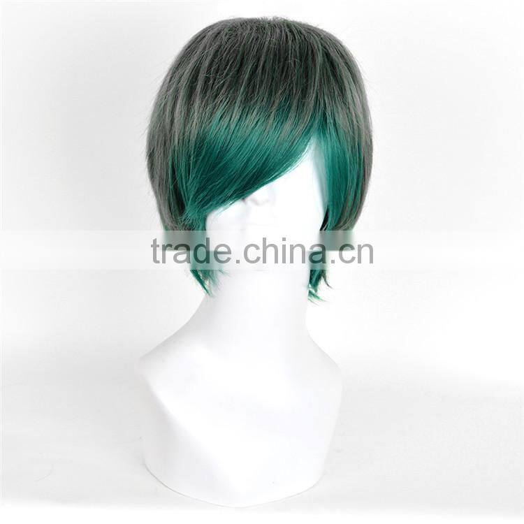 Factory Wholesale Harajuku Green Short Hair Wig For Man Couple Cosplay Fake Hair Wig MOQ 1pcs