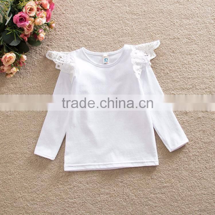 Flutter sleeves solid baby girl long sleeve t shirt M7032001