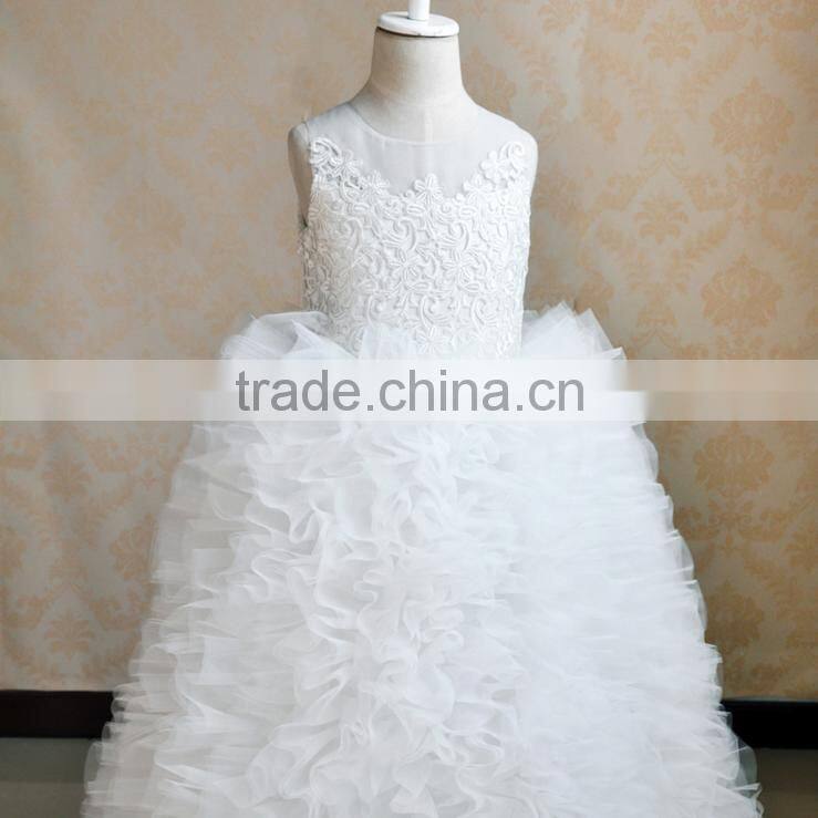 Hot Sale Kids Exquisite Lace Dress Embroidered Tops European Style for Party Wedding 5 Colors In Stock