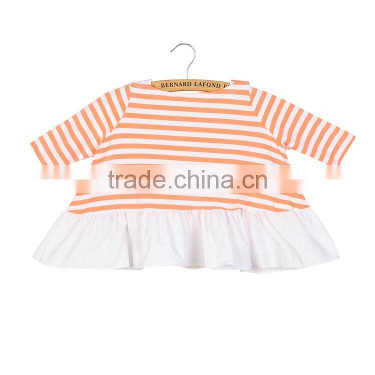 Children Cotton Stripe Printed Baby Ruffle Tops