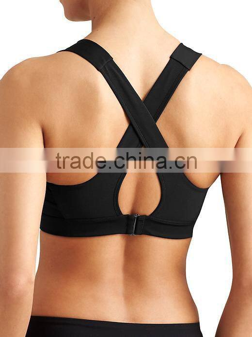 Wholesale Athletic Wear New Style Sexy Nylon Spandex X Back Two Colors Fitness Bra