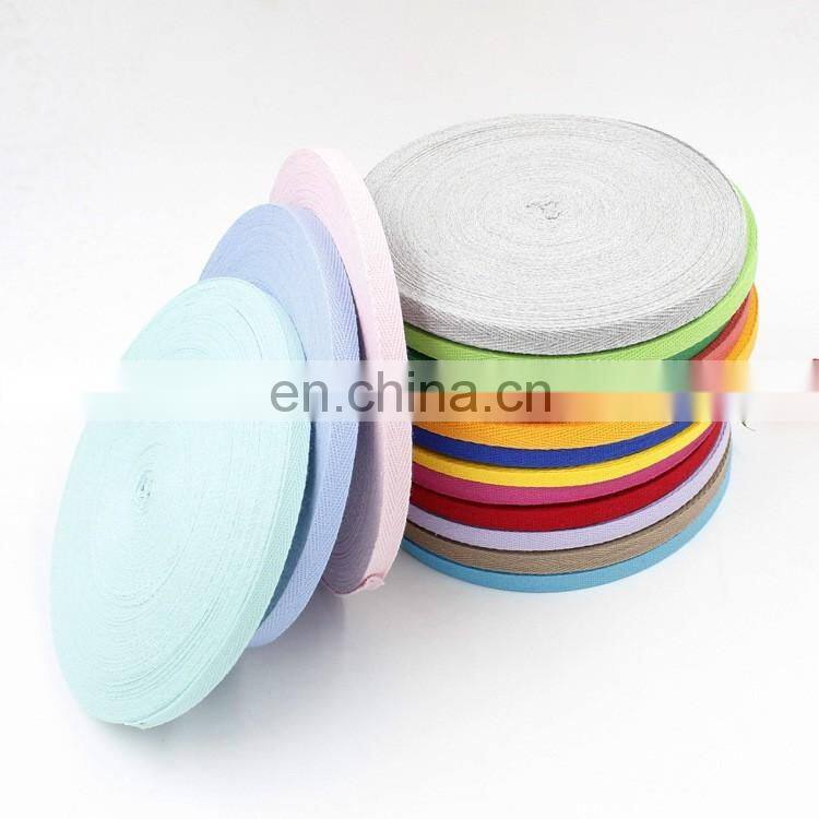 factory supply stock colored 1cm herringbone cotton webbing