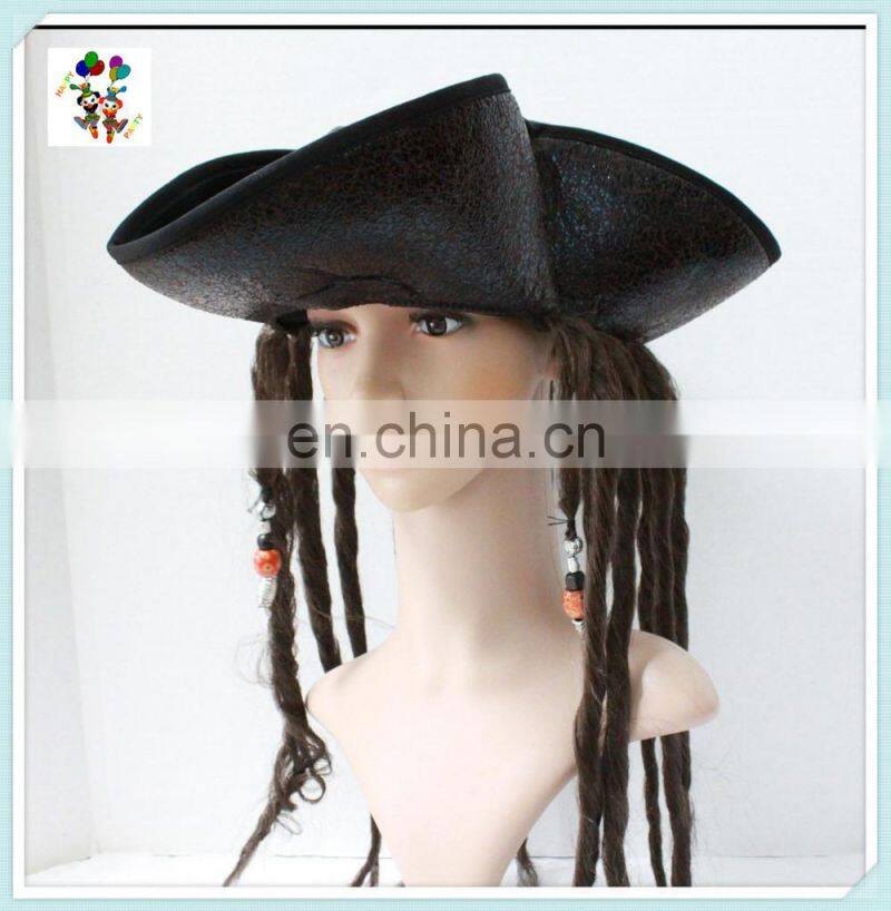 Captain Jack Halloween Party Pirate Hats with Dreadlocks Hair HPC-0232