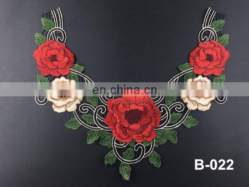 B-014 bridal front piece collars sewing on neckline lace applique for garment lace applique embroidery designs