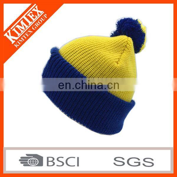 2017 Custom Colorful Pom Pom Knit Hat With Ball Top