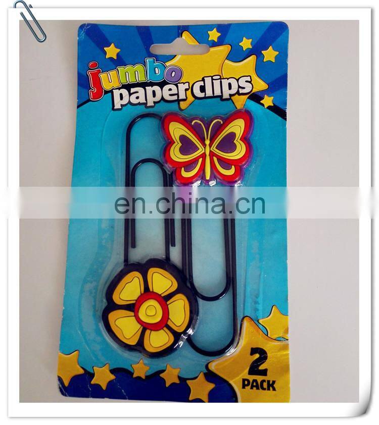 plastic PVC jumbo clip and mini cartoon paper clip with blister card packing