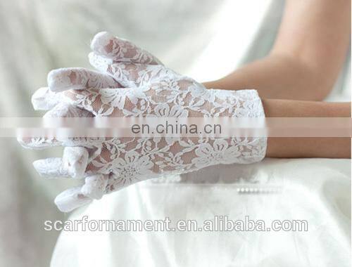 women's sexy black red white ivory wrist length wedding hand gloves driving short lace bridal gloves