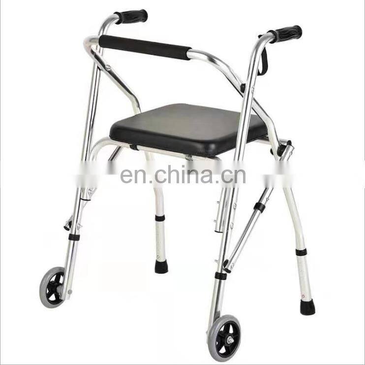 The new elderly walker foldable portable walker auxiliary walking device four-wheel trolley shopping cart