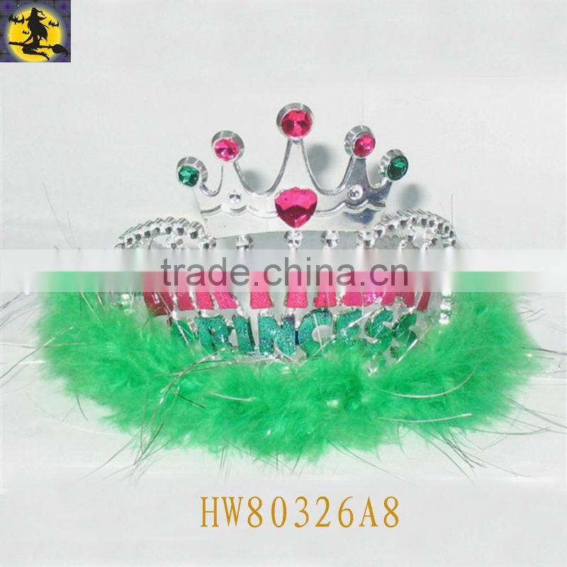 Silcer Painting Birthday Princess Tiara with Pink Fur