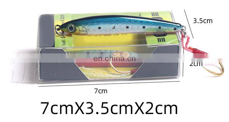 6.5cm 6.5g Quality ABS Plastic Fishing Long Casting Sinking Pencil Vibration Single Assist Hook Lures Fishing Lure Supplier