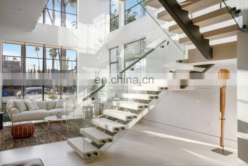 USA Wood Tread Modern Staircase Interiors Double/Single Keel Stairs