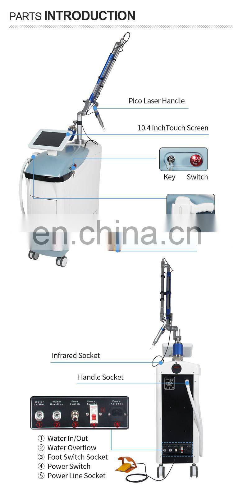 Vertical 808 diode laser therapy picosecond tattoo pigment removal hair removal machine
