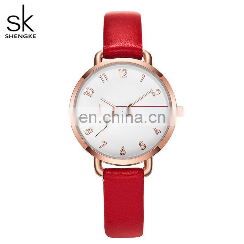 SHENGKE New Stylish Girls Red Sport Watch Fashion Luxury Brand Gold Quartz Watches Ladies Classic Reloj Para Mujer