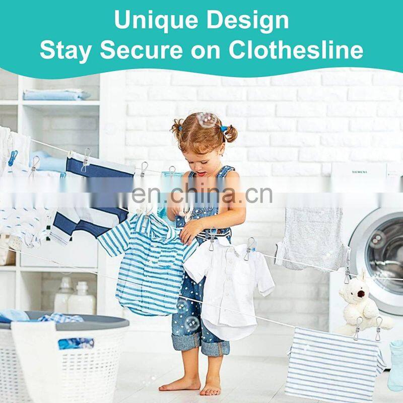 Home Storage Rack Laundry Chip Hooks Clothes Pegs Photo Clip Stainless Steel Clothespins Towel Chips Hook Laundry Storage Holder