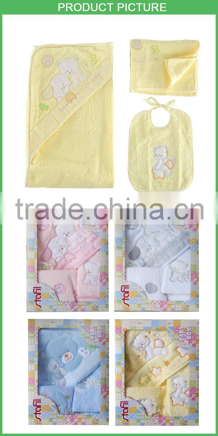 Cotton Terry Embroidery Baby Hooded Bath Towel