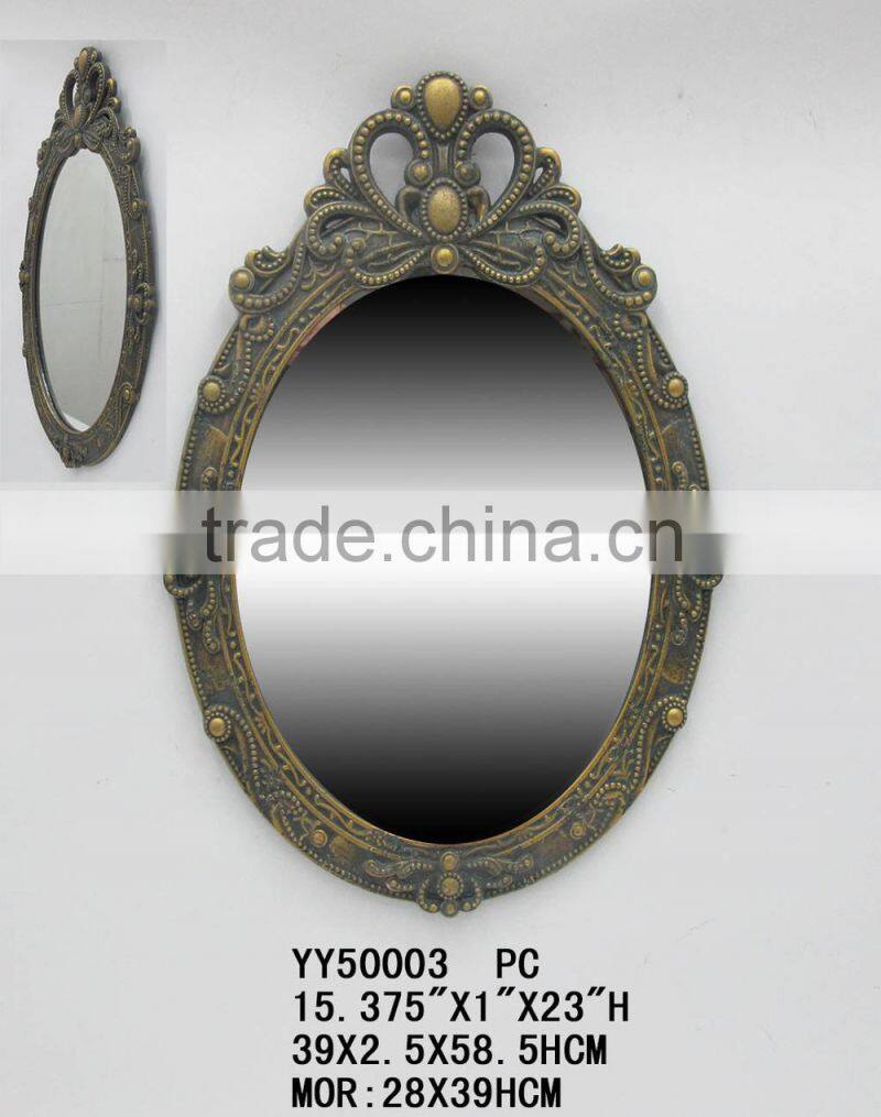 antique MDF wall mirror, oval mirror