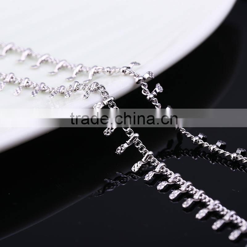 latest jewelry product designs 2015 rhodium plated curb chain korean pendant necklace