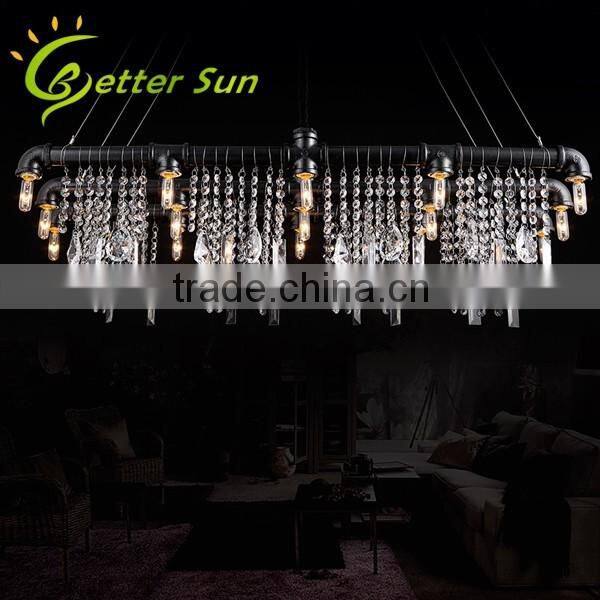 Industrial Style Crystal Water Pipe Pendant Light Fixture for Bar