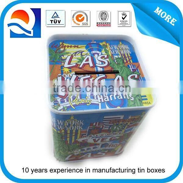 Las vegas printed metal tin coin bank