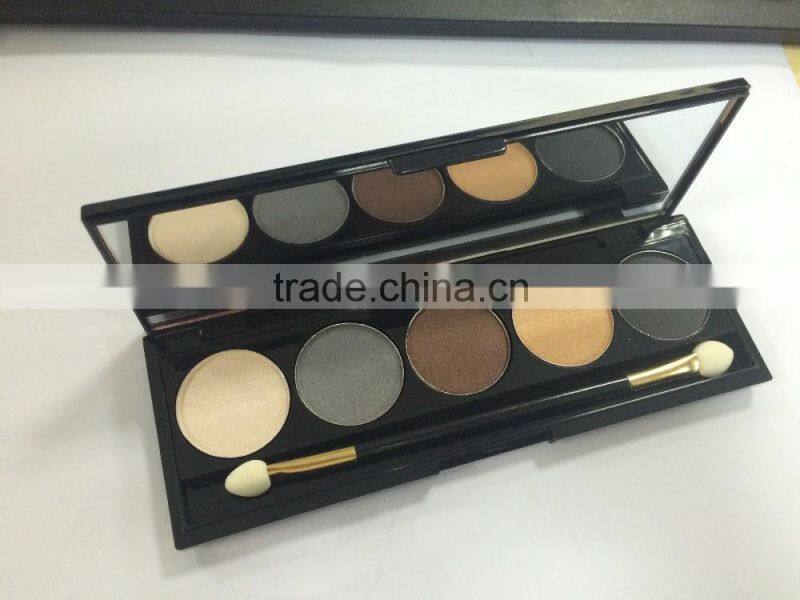 High quality 5 color neutral eyeshadow palette with mirror and brushes