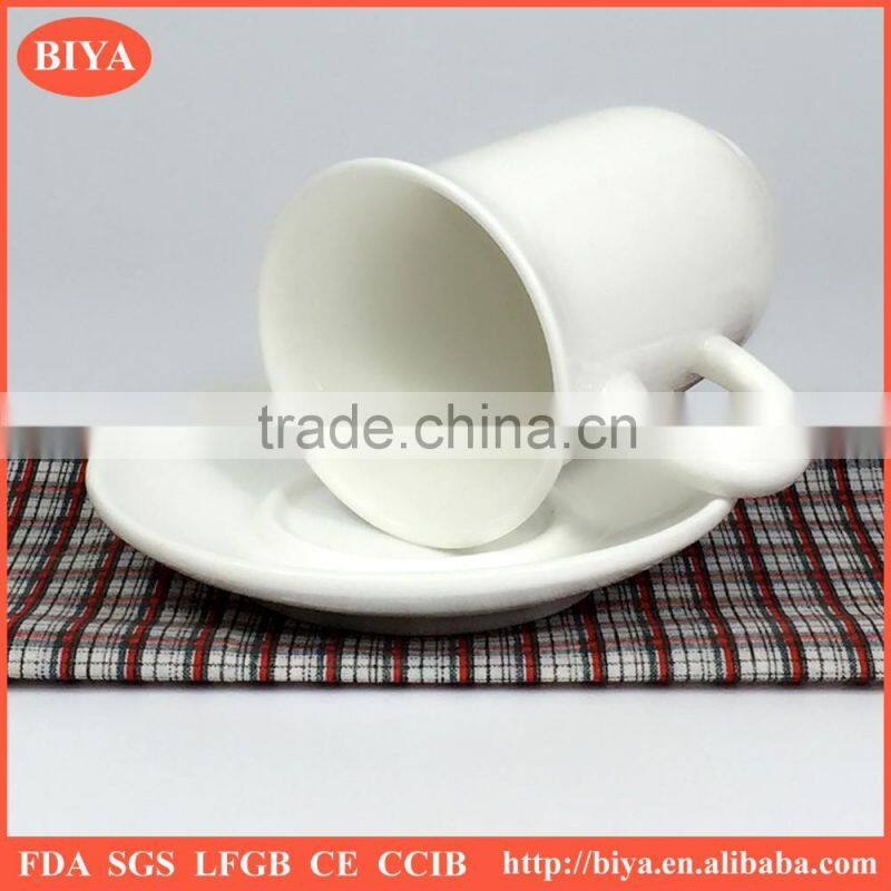 arabic coffee cup set white porcelain ceramic wine and tea cup and saucer with finger buckle handle
