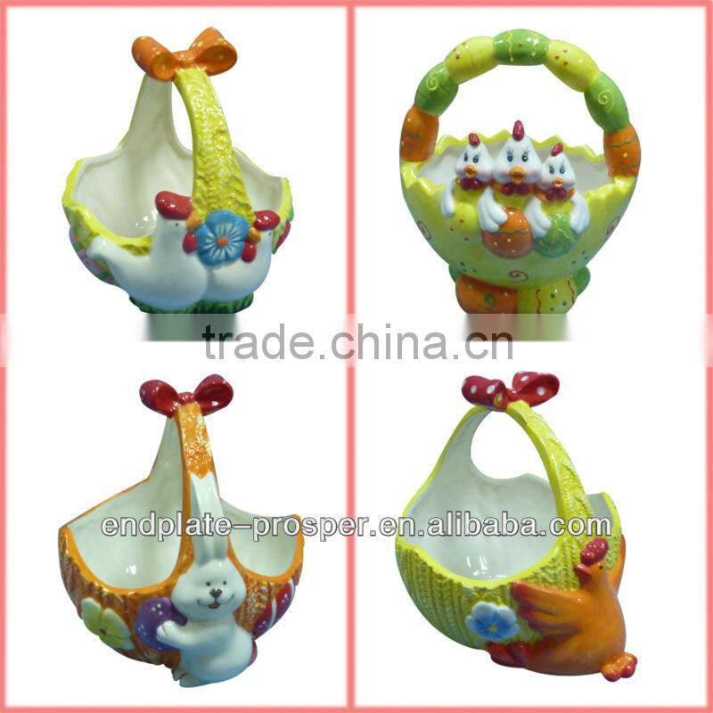 2013 new design ceramic cheap easter basket