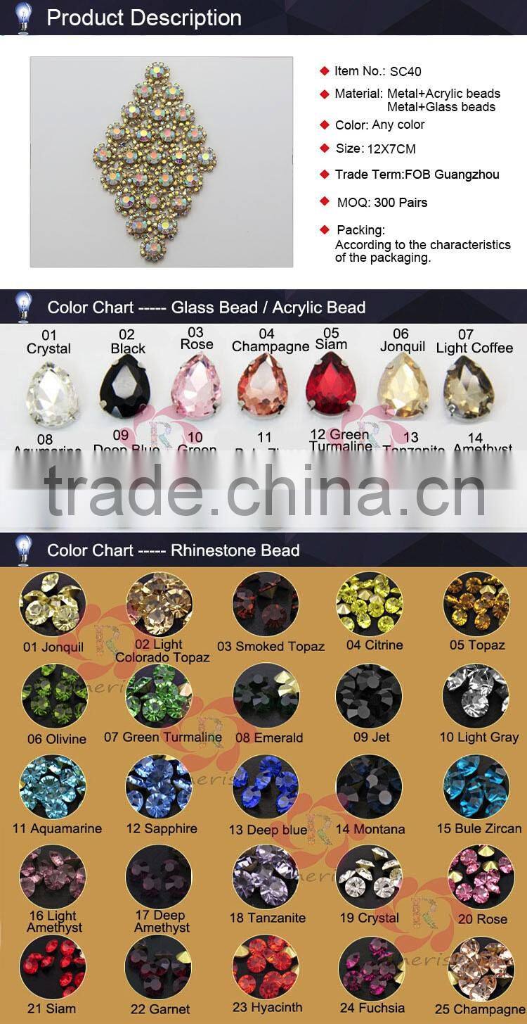 2016 rhombus shape AB color rhinestone shoe flower shoe accessories for wowen's sandal