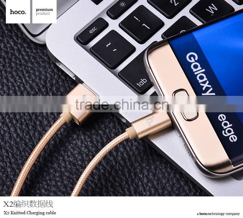 HOCO X2 Knitted charging cable for Apple/Android mobile phone Micro USB 2in1metal Weave Sync Data Cable for Apple/Android phone