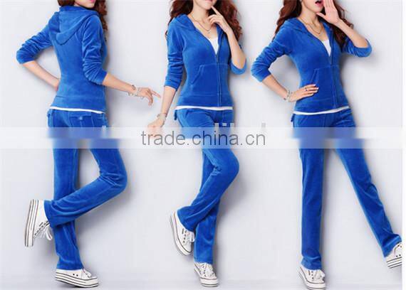 2015 Hot Sale Fashion Women Spring Autumn Velvet Yoga Hoodie Sports Suit Leisure Sportswear Hoodie+Pants