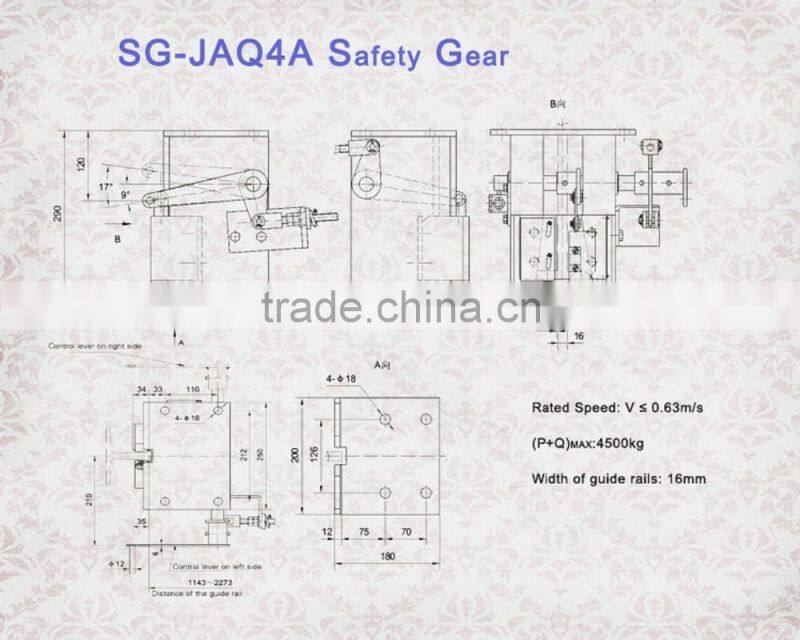 SG-JAQ4A, safety gear ,Elevator safety gear
