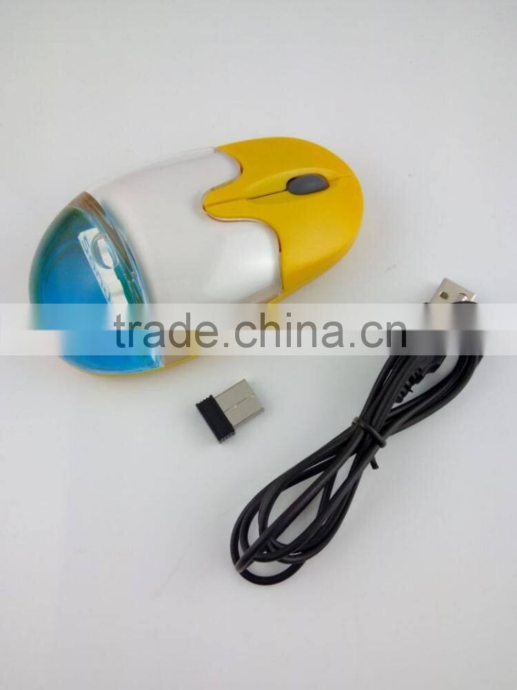 Computer Gift Wireless Liquid Aqua Mouse With Rechargeable Lithium Battery