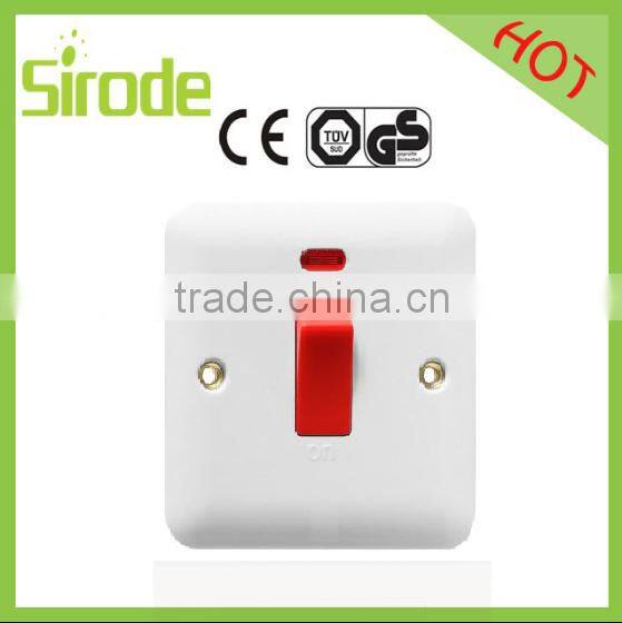 UK market BS Standard bakelite 45A DP switch + 13A switched scoket with neon light cooker unit