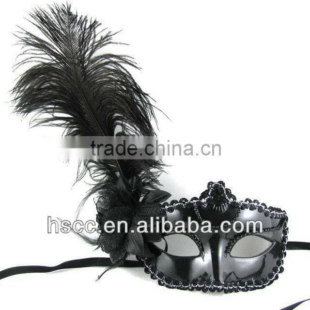 Hot saling masquerade party mask with peacock pefeather