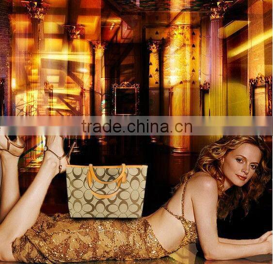 Fashional cute black synthetic ladies leather handbag