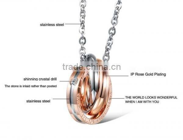 Meaningful couple rings pendant necklace