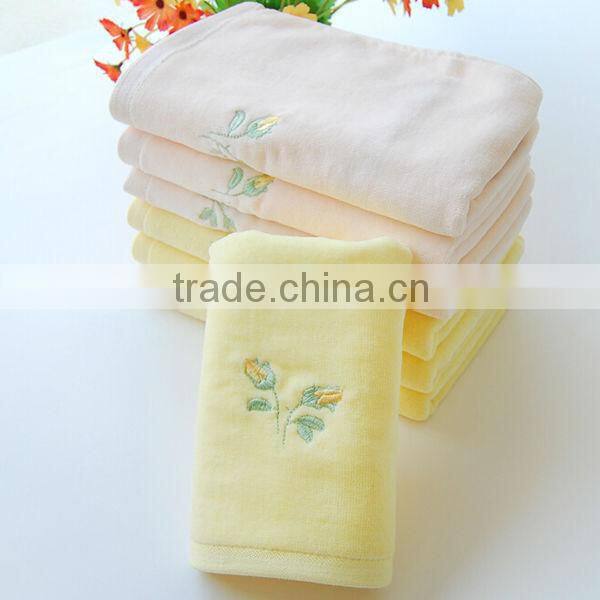 100% cotton solid color velour rose embroidery face towel