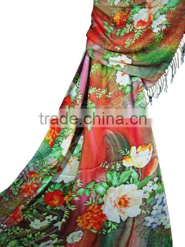 floral viscose scarf digitally printed