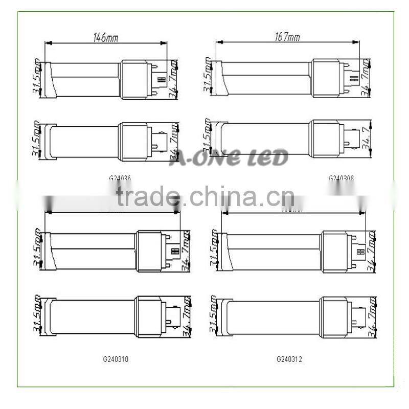 Frosted cover SMD2835 2pin led g24 pl light 10w with 5 years warranty