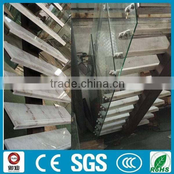 DIY marble stone treads single iron stringer straight stairs